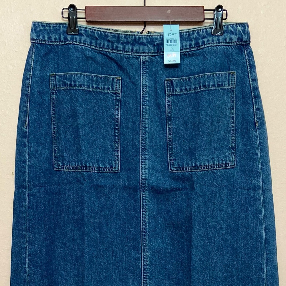 LOFT Petite Denim Patch Pocket Midi Skirt - Picture 2 of 6